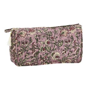 MADAM STOLTZ Prošívaná kosmetická taška Lilac / green / ecru / raspberry, fialová barva, textil