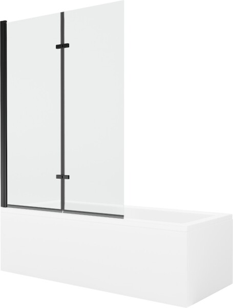 MEXEN/S - Cubik obdélníková vana 160 x 70 cm s panelem + vanová zástěna 120 cm, transparent, černá 550316070X9212027000