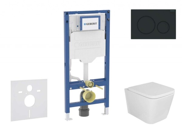 GEBERIT - Duofix Set předstěnové instalace, klozetu Arkas I a sedátka softclose, tlačítko Sigma20, matná černá/černá SANI11CA5124B