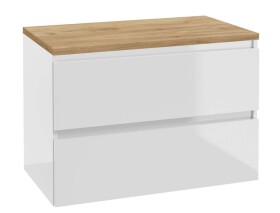 Kielle - Nefia Skříňka včetně desky pod umyvadlo 80x55x46 cm, lesklá bílá/zlatý dub 50027S840