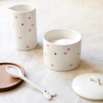 Bastion Collections Keramický džbánek White / Pink Hearts 250 ml, růžová barva, keramika