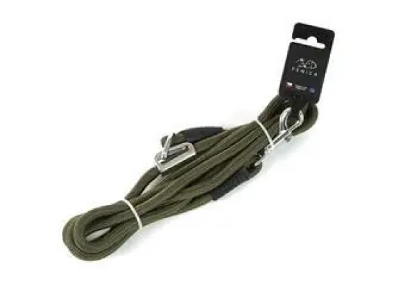 Fenica Vodítko myslivecké zkracovací lano khaki / Vodítko / 10 x 270 cm / kožená krytka (8592644102582)