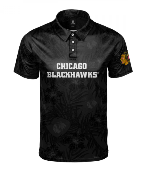 FOCO Pánské Tričko Chicago Blackhawks Floral Wordmark Polyester Polo Velikost: