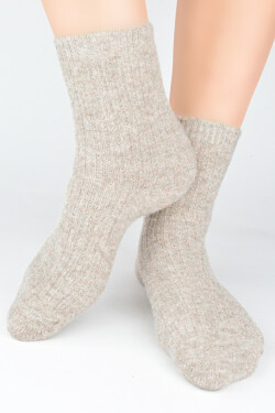 PONOŽKY BEZ TLAKU HLADKÉ S VLNOU SB133 tmavě béžová 36-41