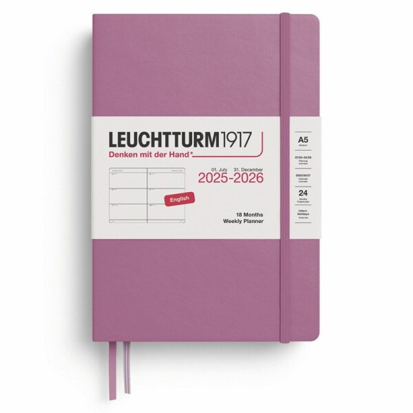 Weekly Planner 2026 Medium (A5) 18 Months Dusty Rose