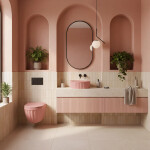 REA - Sada: Závěsná WC mísa + Umyvadlo na desku Duo Sweet Pink Matt KPL-K3001