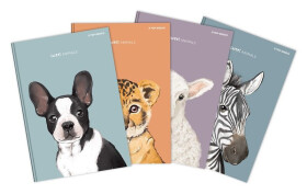Záznamní kniha A5, 96l, 70g, čtverečkovaná - Animal (mix)