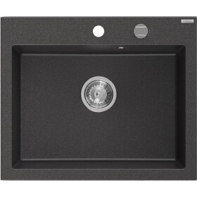 MEXEN - Elix granitový dřez 1-miska 600 x 500 mm, černá kropenatá, sifon chrom 6525601005-76