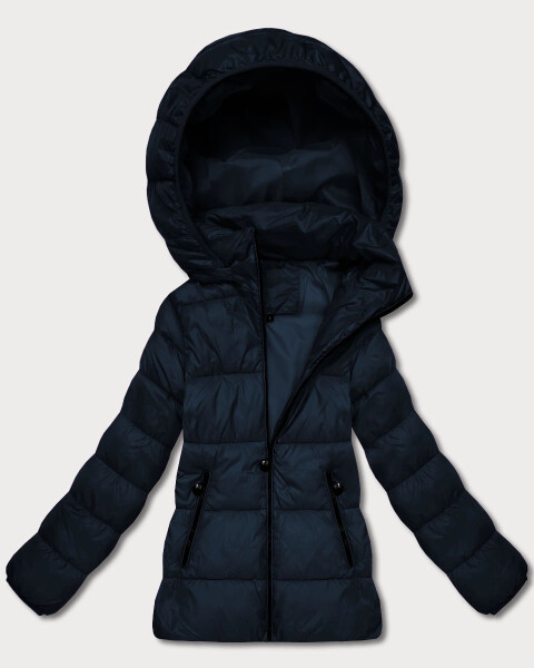 Tmavě modrá dámská prošívaná zimní bunda v délce k bokům (T3-2656#-99) odstíny modré XL (42)