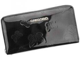 Dámská luxusní kožená lakovaná peněženka Gregorio Santall, černá