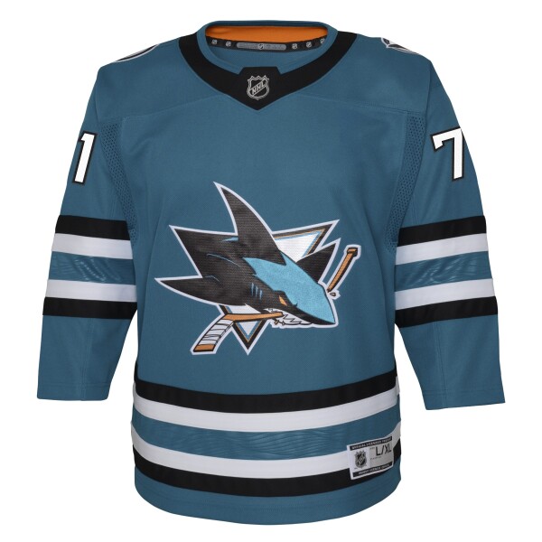 Outerstuff Dětský dres Macklin Celebrini #71 San Jose Sharks NHL Premier Home/Team Velikost: S/M