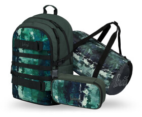 BAAGL SET 3 Skate Forest: batoh, penál, sportovní taška GRS