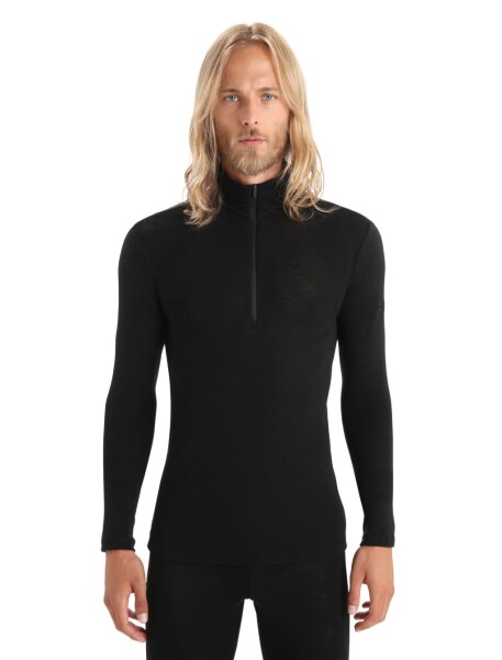 Pánské merino tričko s dlouhým rukávem ICEBREAKER Mens 175 Everyday LS Half Zip, Black velikost: XL