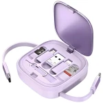 USAMS SJ650 fialová / Datový kabel / 3v1 Micro USB, USB-C, Lightning / 60W / se stojánkem (SJ650USB03)