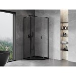 MEXEN/S - Mist L sprchový kout pětiboký křídlový 80 x 80, transparent, černá 8A8L-080-080-70-00