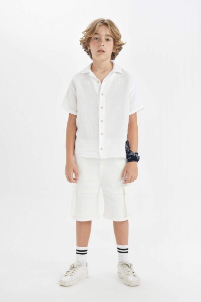 DEFACTO Boy's Basic Short Sleeve Cotton Muslin Shirt