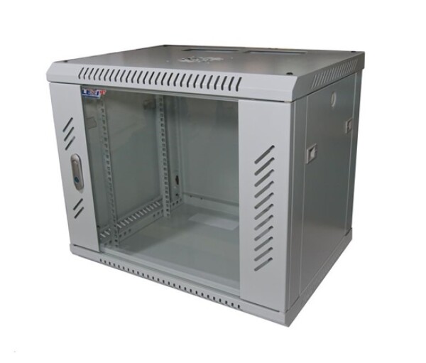 LEXI-Net 19" nástěnný rozvaděč 9U 600x450, nosnost 60 kg, skleněné dveře, rozložený, šedý EDF_1030530