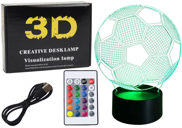 Mamido Bezdrátová lampa LED Fotbalový míč 3D s dálkovým ovládáním