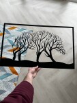 Strom života divočák dekorace na zeď Rozměr (cm): 38 x 22, Dekor: Černá