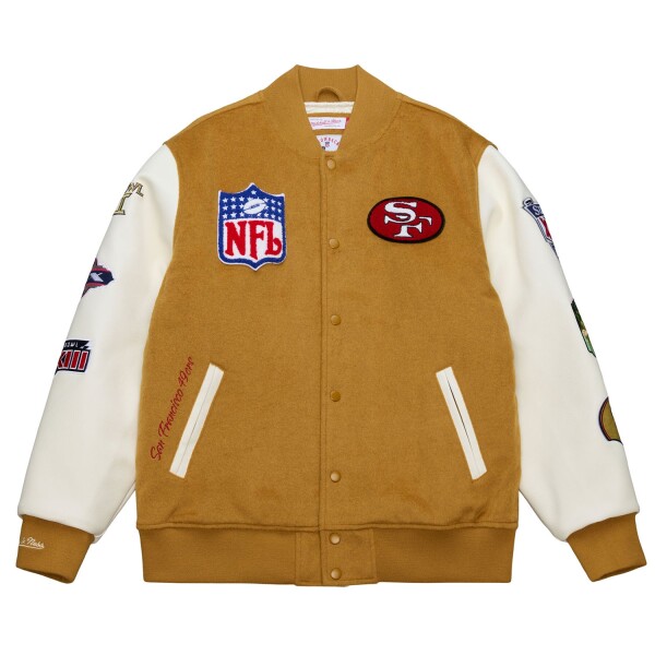 Mitchell & Ness Pánská bunda San Francisco 49ers NFL Dusted Varsity Créme Velikost: 3XL