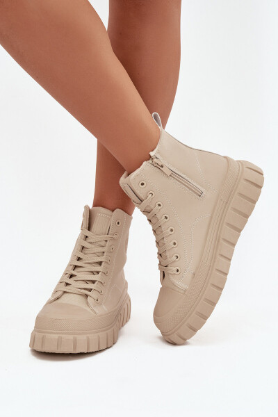 Zateplené dámské tenisky na platformě z ekokůže Big Star model 21708690 béžové - Big Star Shoes 40