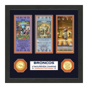 Obraz Denver Broncos NFL 3-Time Super Bowl Champions Tickets Bronze Coins