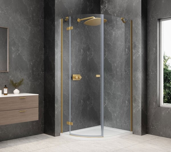 POLYSAN - GLOBE GOLD MATT čtvrtkruhový sprchový kout 900x1000, čiré sklo, levé GB2910LG