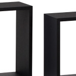 Polička nástěnná, sada 3 ks, MDF, barva černá matná, baleno v ochranné fólii