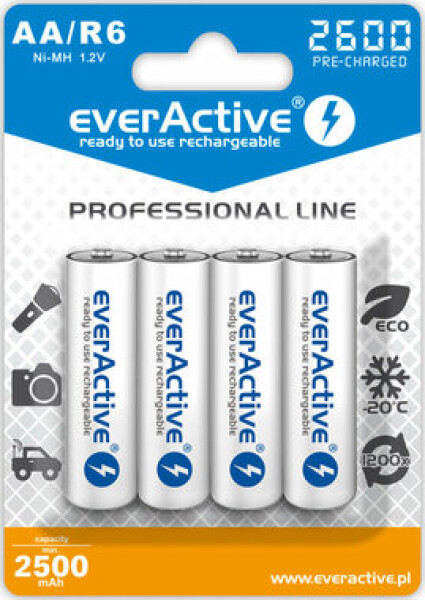 EverActive Professional Line nabíjecí baterie AA (R6) 2600 mAh 4ks / Ni-MH (EVHRL6-2600)