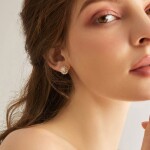 Náušnice s perlou a opálem Christelle - růžový opál, Zlatá