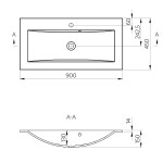 SAPHO - YUKON umyvadlo, litý mramor, 90x45cm, bílá 55900