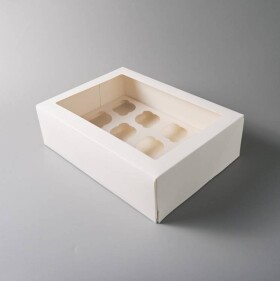 Dortisimo Bílá krabice s okénkem na 12 ks muffinů (35,5 x 25,4 x 10 cm)