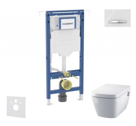 GEBERIT - Duofix Set předstěnové instalace, klozetu a sedátka Tece One, tlačítka Sigma50, Rimless, SoftClose, alpská bílá SANI11CT3106