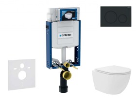 GEBERIT - Kombifix Set předstěnové instalace, kompaktního klozetu Oudee Vortex a sedátka softclose, tlačítko Sigma20, matná černá/černá SANI15CA5131