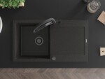 MEXEN/S - Leo granitový dřez 1-miska s odkapávačem včetně baterie Duo, černá/zlatá metalik 6501-75-671701-70-B