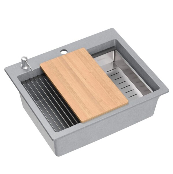 Quadron - Granitový dřez KURT 110 WORKSTATION Grey Metallic ZLE-09004