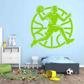 Samolepka Basketbalista v akci Barva: zelená, Velikost: 100 x 97 cm