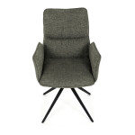 Židle jídelní, zelená látka, 360° vratný mechanismus, černý kov