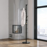 Věšák dřevěný stojanový, masiv bambus, černá + zlatá barva