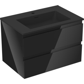 MEXEN/S - Orio koupelnová skříňka 70 cm s umyvadlem Otis, 2 zásuvky, černá lesk/černá mat 91A10-07047-2-BFF70-W18M71