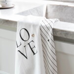 Bastion Collections Bavlněná utěrka Love/Stripes/Hearts bílá barva, textil