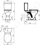 IDEAL STANDARD - Contour 21 WC kombi mísa, bezbariérová, 360x450x660 mm, zadní odpad, bílá E883201