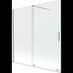 MEXEN/S - Velar dvoukřídlá posuvná vanová zástěna 160 x 150, transparent, nikl kartáčovaný 896-160-000-01-97