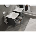 MEXEN/S - Orio koupelnová skříňka 50 cm s umyvadlem Vela, 2 zásuvky, grafit mat/bílá mat 91A10-05047-2-BFF66-W23M01
