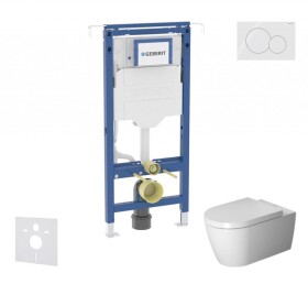 GEBERIT - Duofix Set předstěnové instalace, klozetu a sedátka Duravit ME by Starck, tlačítka Sigma01, Rimless, SoftClose, alpská bílá SANI11CP3109