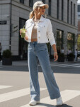 Dámské široké džíny modré FashionStreet UY2871 XL/42