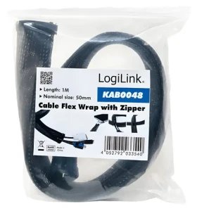 LogiLink Organizátor kabelů se zipem černý / Organizátor kabelů se zipem / 50 mm x 1 m (KAB0048)