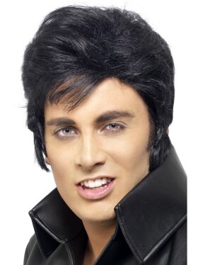 Černá paruka Elvis s patkou a kotletami Smiffys 42116