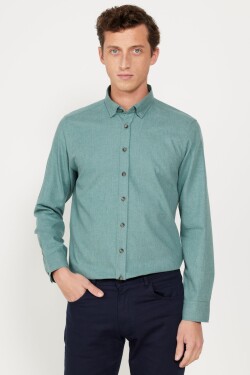 AC&Co Altınyıldız Classics Men's Khaki Slim Fit Slim Fit Buttoned Collar Flannel Lumberjack Winter Shirt