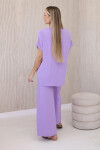 Komplet s náhrdelníkem halenka + kalhoty světle fialová UNI